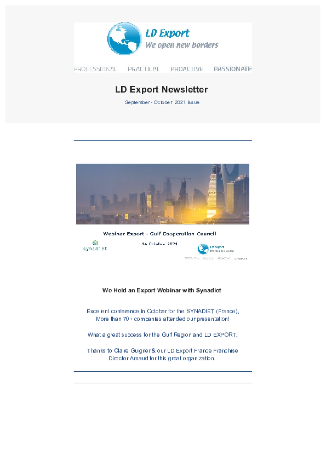 LD Export September - October Newsletter 